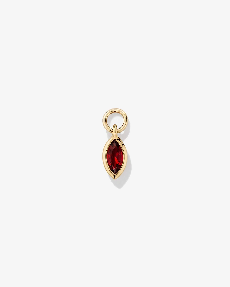 Garnet Single Earring Charm in 10kt Yellow Gold