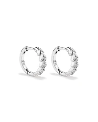 Cubic Zirconia Chevron Huggie Hoop Earrings in Sterling Silver