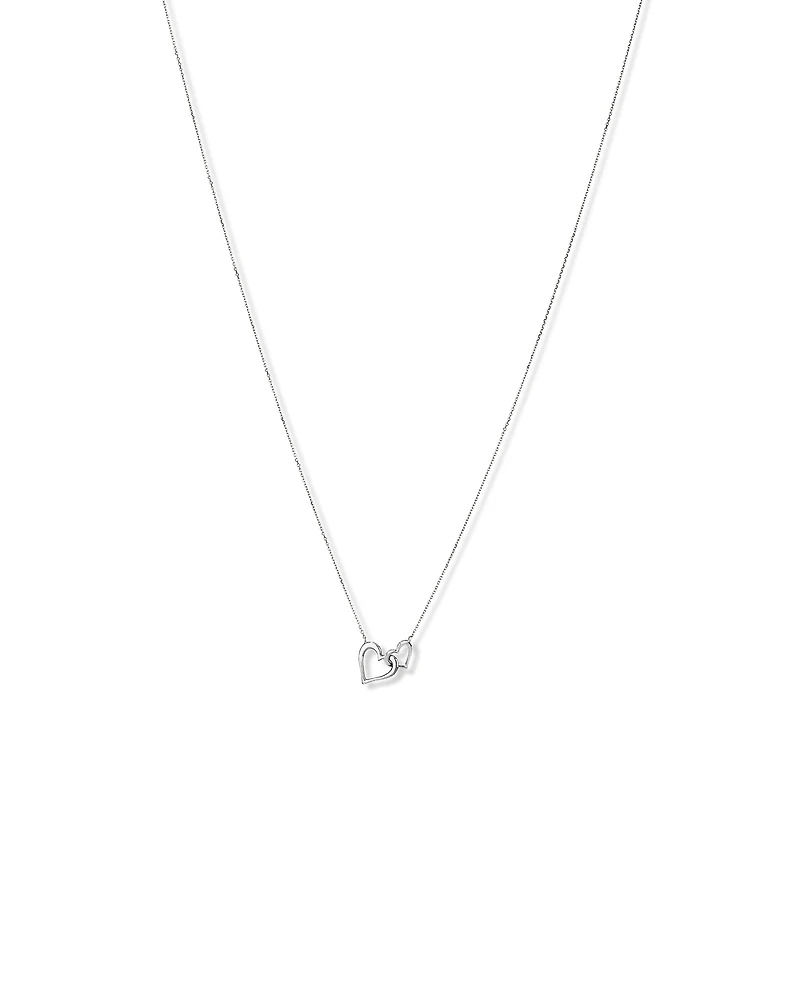 Double Open Heart Necklace in Sterling Silver