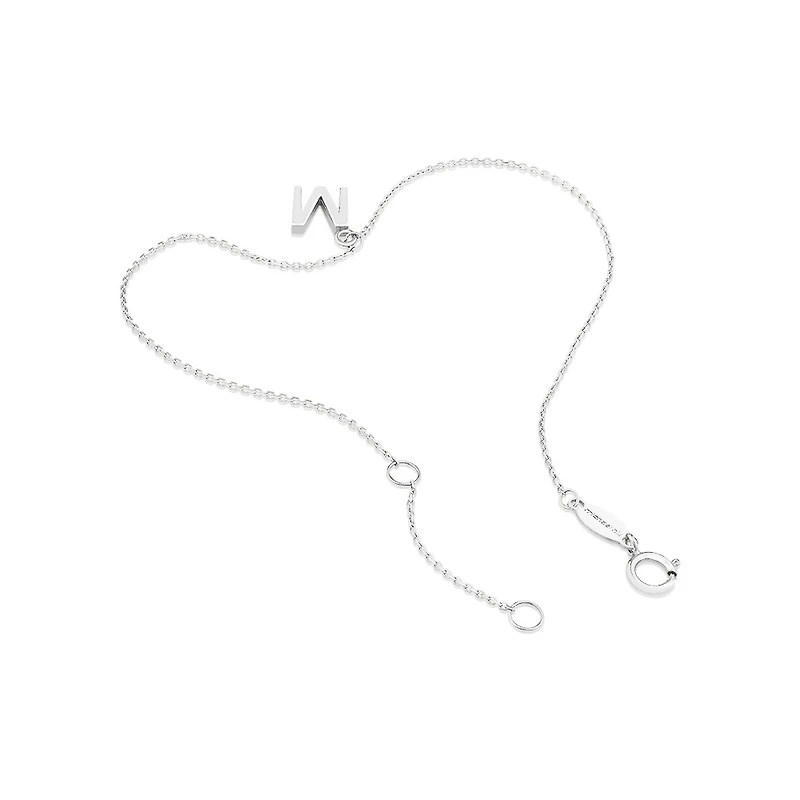 19cm (7.5") M Initial Bracelet in Sterling Silver