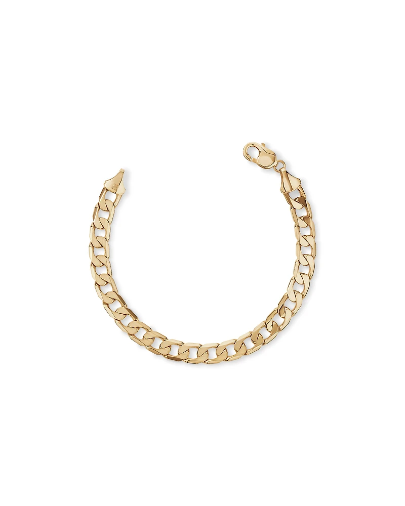 23cm (9") 8.87mm Flat Beveled Curb Bracelet in 10kt Yellow Gold
