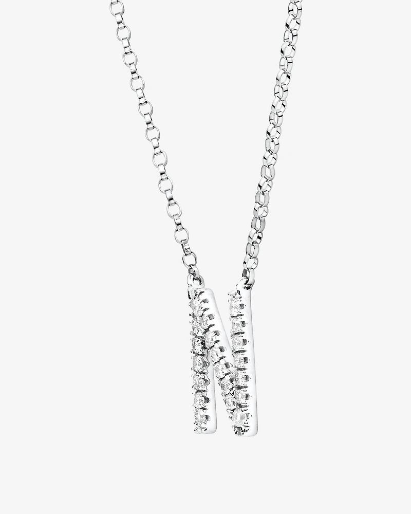 N Initial Necklace with 0.10 Carat TW of Diamonds in 10kt White Gold