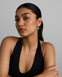 Boucles d'Oreilles Pendantes en Anneau avec Halo en Zircon Cubique Rond Brillant en Argent Sterling