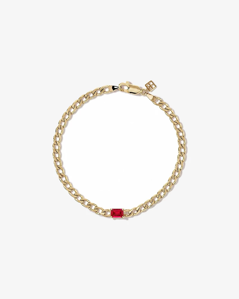 Created Ruby Curb Link Bracelet in 10kt Yellow Gold