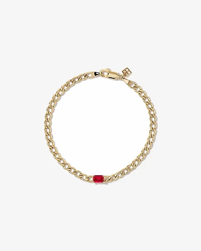 Created Ruby Curb Link Bracelet in 10kt Yellow Gold