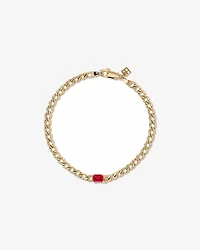 Created Ruby Curb Link Bracelet in 10kt Yellow Gold