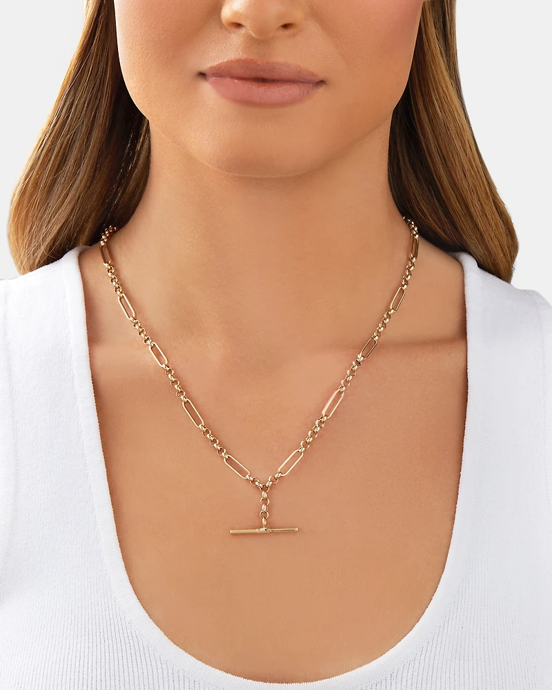 50cm Hollow Belcher Fob Necklace in 10kt Yellow Gold