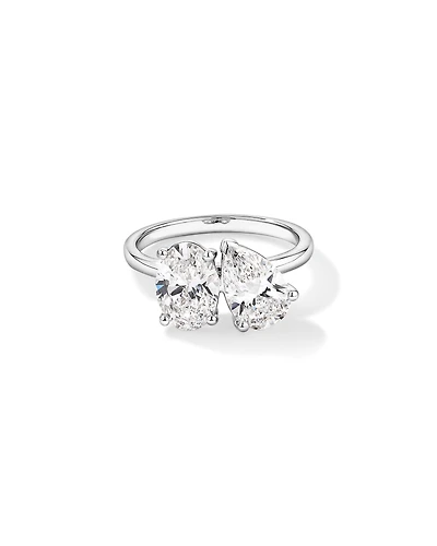 3.00TW Pear and Oval Laboratory-Grown Diamond Two Stone Engagement Ring 14kt White Gold