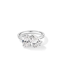 3.00TW Pear and Oval Laboratory-Grown Diamond Two Stone Engagement Ring 14kt White Gold