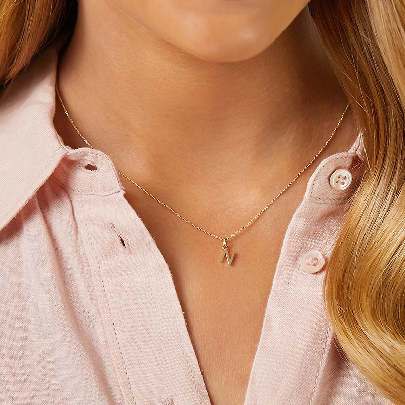 N Initial Pendant in 10kt Yellow Gold