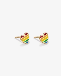 Heart Stud Earrings in 18Kt Vermeil with Enamel