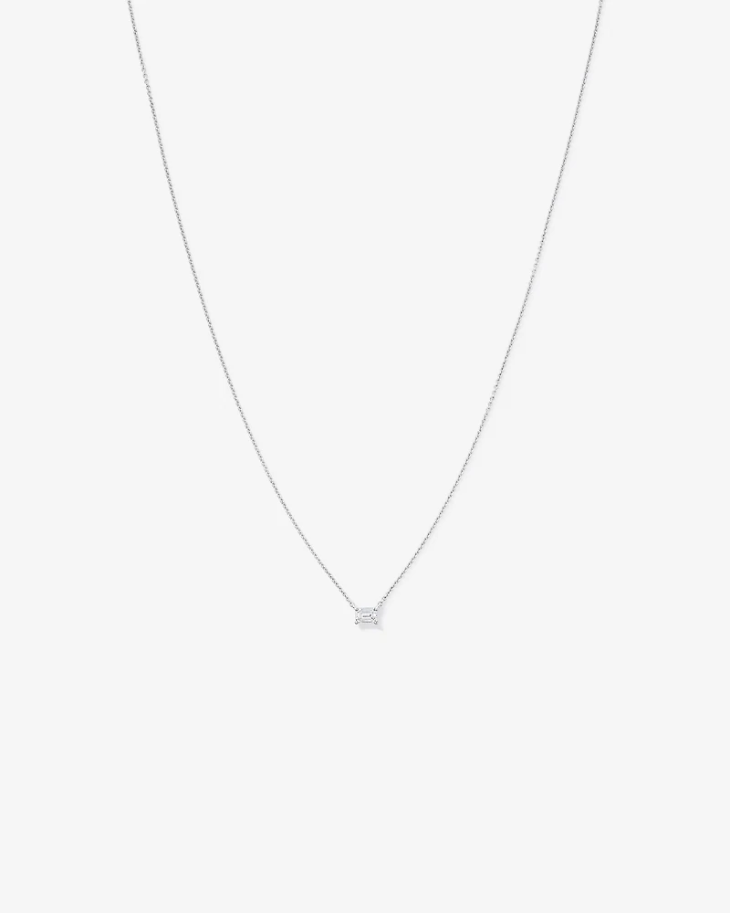 0.50TW Lab Diamond Solitaire Emerald Cut Necklace in Silver