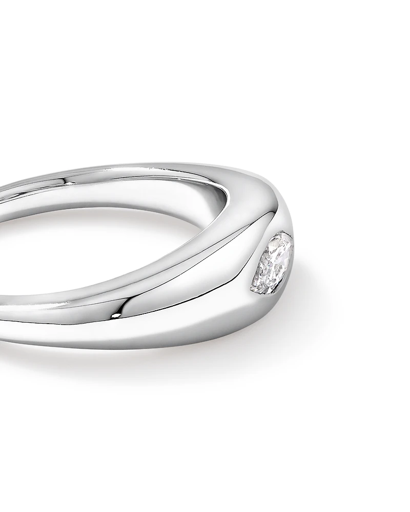 0.30 Carat TW Laboratory-Grown Marquise Diamond Dome Ring in Sterling Silver