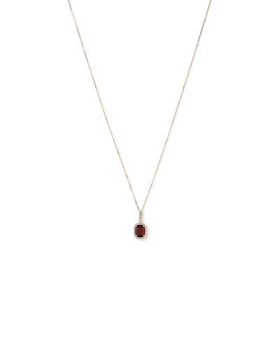 Cushion Cut Red Garnet Gemstone and Diamond Halo Pendant Necklace 10kt Yellow Gold