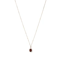 Cushion Cut Red Garnet Gemstone and Diamond Halo Pendant Necklace 10kt Yellow Gold