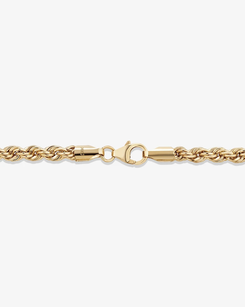 19cm (7.5") 4mm-4.5mm Width Rope Bracelet in 10kt Yellow Gold