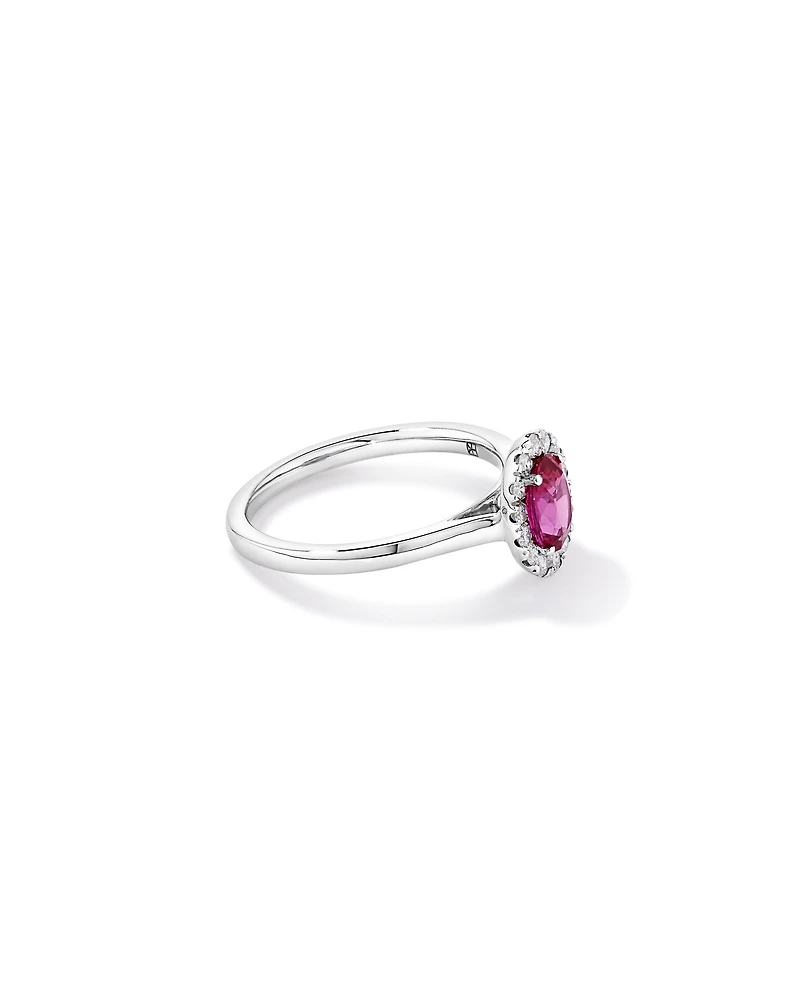 0.25 Carat TW Oval Ruby and Diamond Ring in Recycled Platinum