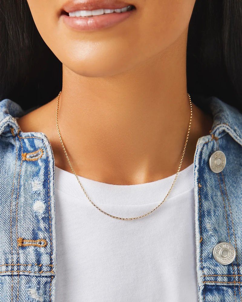 Chaîne belcher de cm en or jaune 18 K avec diamants, largeur de 1 à 1,5 mm