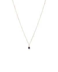 Pendentif collier halo en or jaune 10 kt avec saphir créé taille poire et diamants