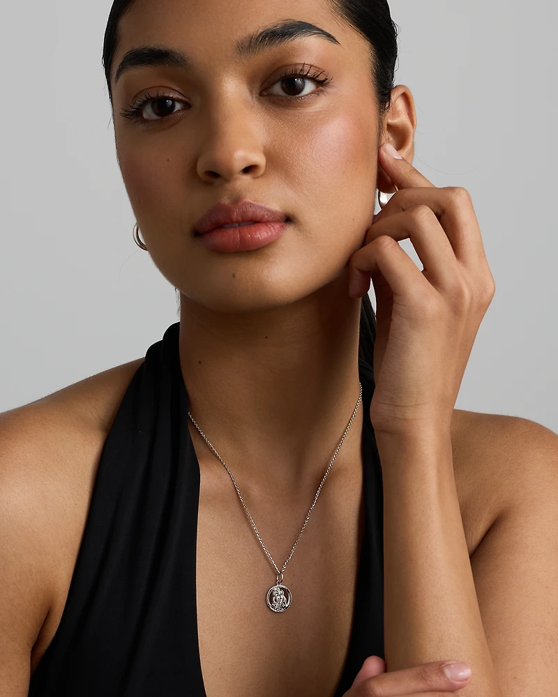 Pendentif rond Saint Christophe en argent sterling