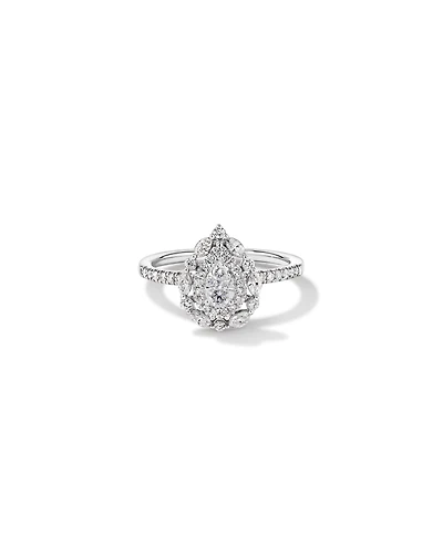 0.62 Carat TW Round Brilliant and Marquise Double Halo Cluster Diamond Ring 14kt White Gold