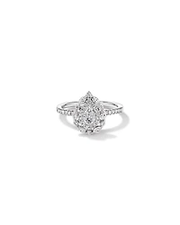0.62 Carat TW Round Brilliant and Marquise Double Halo Cluster Diamond Ring 14kt White Gold