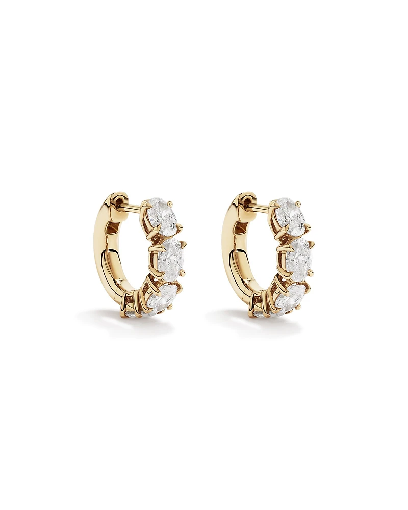 Boucles d’oreilles Huggie ovales en diamant cultivées en laboratoire de 2,00 carats en or jaune 10 carats