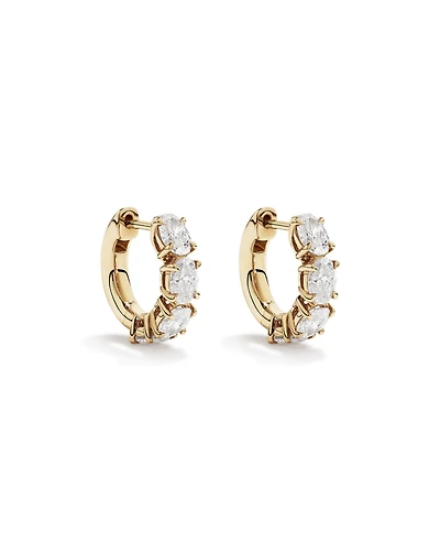 Boucles d’oreilles Huggie ovales en diamant cultivées en laboratoire de 2,00 carats en or jaune 10 carats