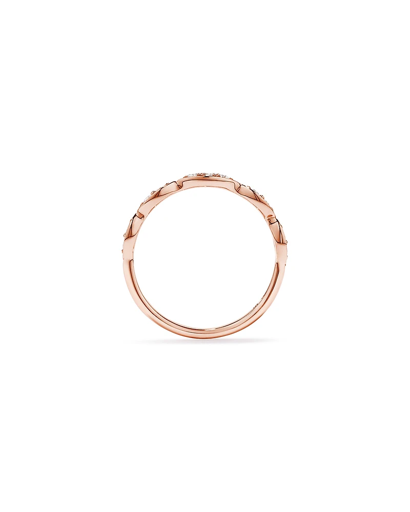 Alliance torsadée en or rose 14 carats avec diamants (poids total de 0,20 carat)