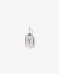 Letter Y Mother of Pearl Initial Pendant in Sterling Silver