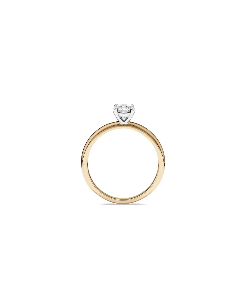 Bague de Fiançailles Solitaire en Diamant Rond Brillant 0,50 Carat TW Or Jaune et Blanc 14 kt