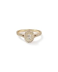 0.30 Carat TW Oval Shaped Cluster Halo Diamond Ring in 10kt Yellow Gold