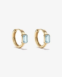 Boucles d'oreilles anneaux Aigue-marine serties clos en or jaune 10 ct