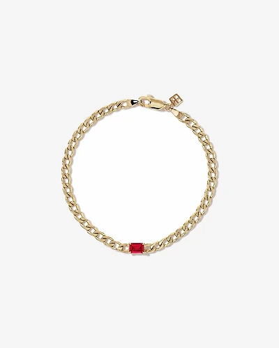 Created Ruby Curb Link Bracelet in 10kt Yellow Gold