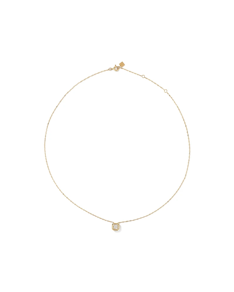 0.18 Carat TW Laboratory-Grown Asscher Cut Diamond Necklace in 10kt Yellow Gold