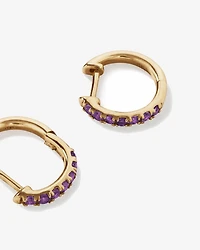 Amethyst Huggie Hoop Earrings in 10kt Yellow Gold