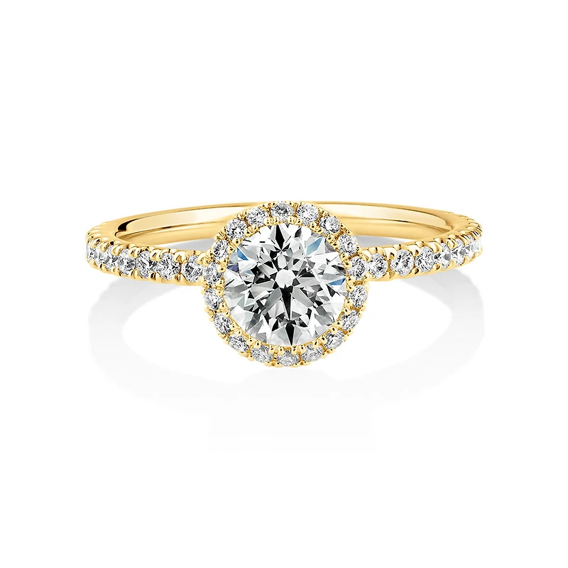 Bague de fiançailles en or blanc 18 K avec halo à diamants totalisant 1,36 ct Sir Michael Hill Designer
