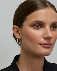 Boucles d’oreilles à cerceau diamant de laboratoire 3.00TW à l’envers en argent - Grandes