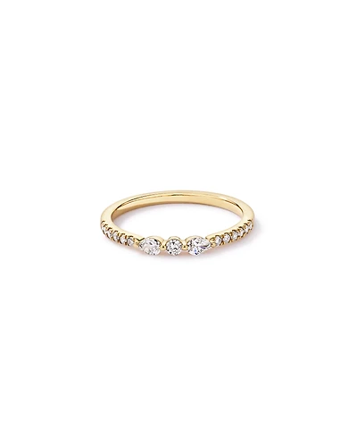 0.23TW Pear and Round Brilliant Diamond Wedding Ring 14kt Yellow Gold
