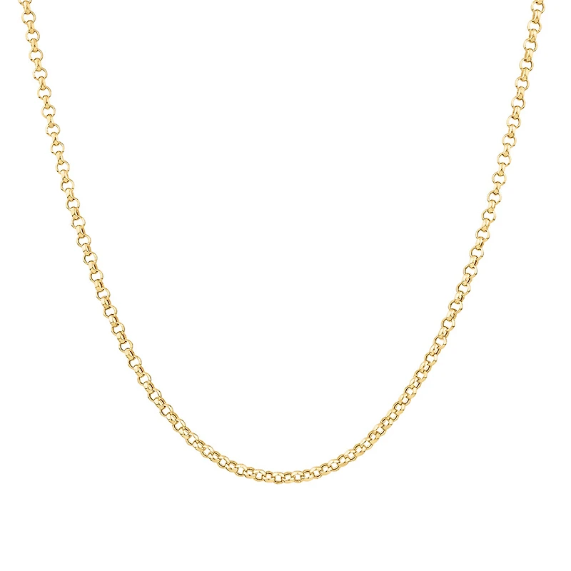 Chaîne belcher creuse de 50 cm en or jaune 10 K