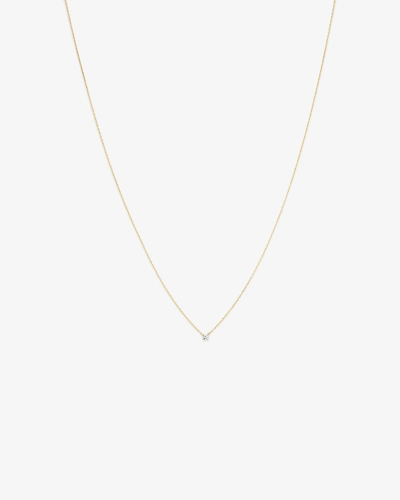 Mini collier solitaire en diamant en or jaune 10kt