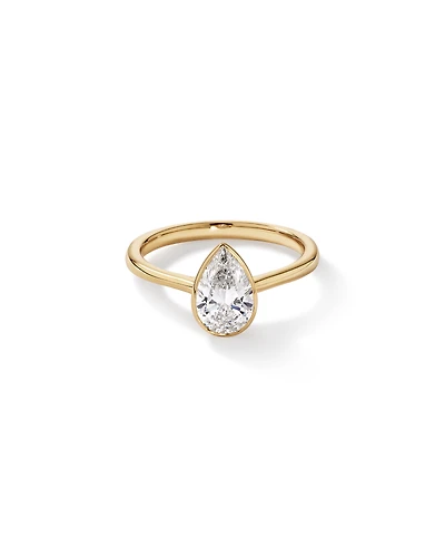 1.25 Carat TW Pear Cut Laboratory-Grown Diamond Solitaire Bezel Set Engagement Ring 14kt Yellow Gold