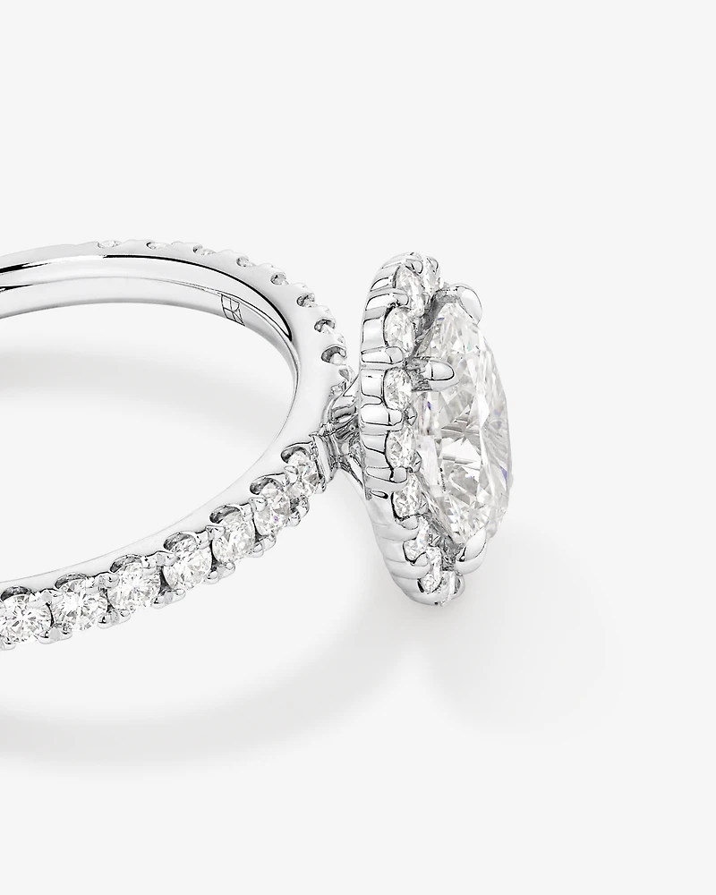 1.78 Carat TW Oval Laboratory-Grown Diamond Halo Engagement Ring 14kt Gold