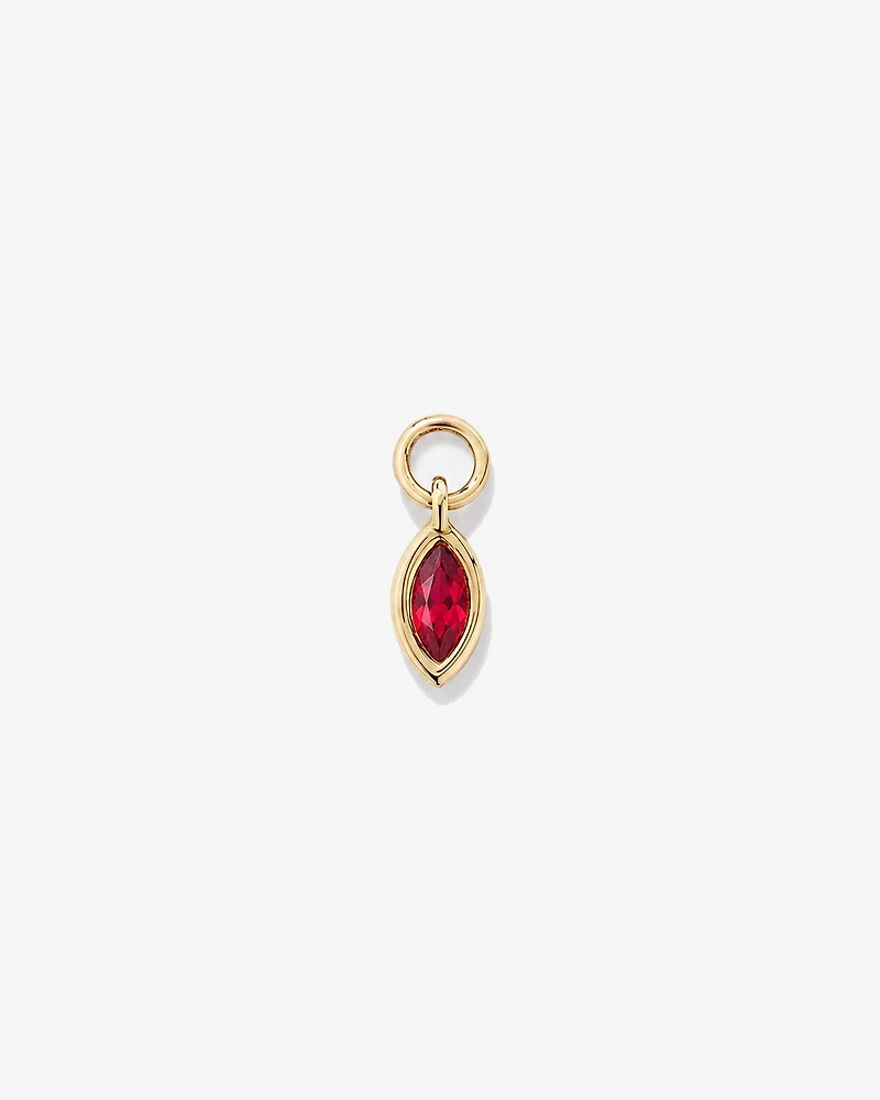 Ruby Single Earring Charm in 10kt Yellow Gold