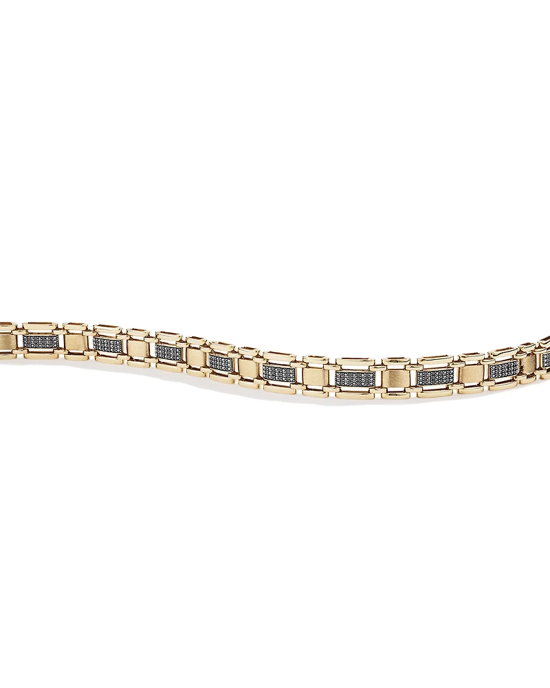 Bracelet de 21 cm en or jaune 10 K et rhodium noir à diamants noirs totalisant 0,43 ct