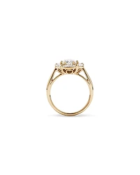 Bague ovale TW de 2,68 carats et halo en diamant cultivée par Marquise Laboratory, or blanc 14kt