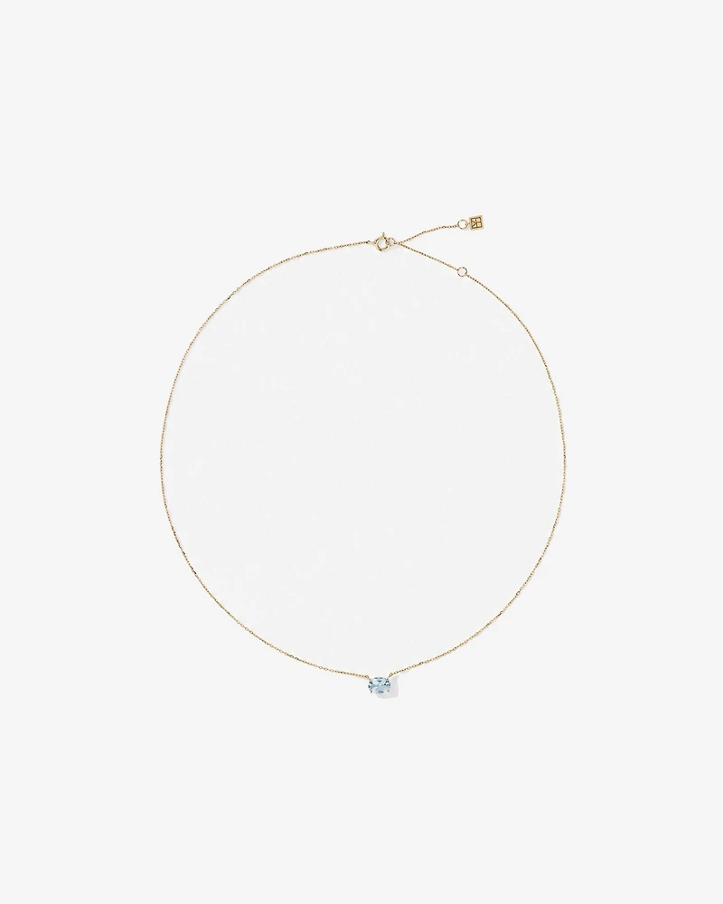 Oval East-West Aquamarine Necklace in 10kt Yellow Gold
