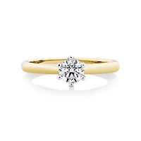 Certified Solitaire Engagement Ring with a 0.50 Carat TW Diamond in 18kt Yellow and White Gold