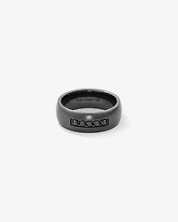 Bague en titane noir avec diamants noirs traités