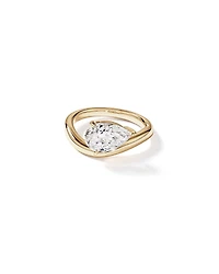 2.00 Carat TW East West Pear Cut Laboratory-Grown Diamond Wave Engagement Ring 14kt Yellow Gold